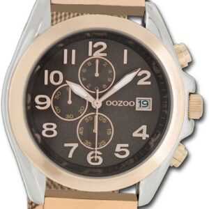 OOZOO Quarzuhr Oozoo Damen Armbanduhr Timepieces, Damenuhr Metallarmband rosegold, rundes Gehäuse, groß (ca. 40mm)