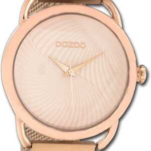 OOZOO Quarzuhr Oozoo Damen Armbanduhr Timepieces, Damenuhr Metallarmband rosegold, rundes Gehäuse, groß (ca. 42mm)