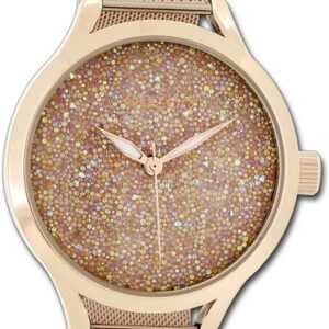 OOZOO Quarzuhr Oozoo Damen Armbanduhr Timepieces, Damenuhr Metallarmband rosegold, rundes Gehäuse, groß (ca. 43mm)