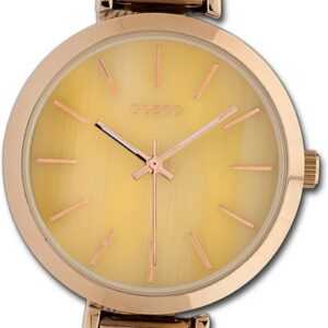 OOZOO Quarzuhr Oozoo Damen Armbanduhr Timepieces, Damenuhr Metallarmband rosegold, rundes Gehäuse, mittel (ca. 34mm)