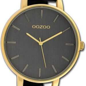 OOZOO Quarzuhr Oozoo Damen Armbanduhr Timepieces, Damenuhr Metallarmband schwarz, rundes Gehäuse, extra groß (ca. 46mm)