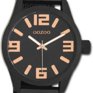 OOZOO Quarzuhr Oozoo Damen Armbanduhr Timepieces, Damenuhr Metallarmband schwarz, rundes Gehäuse, groß (ca. 41mm)