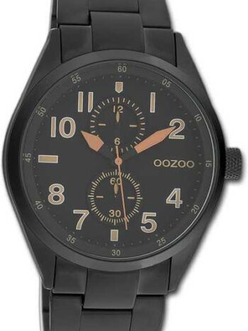 OOZOO Quarzuhr Oozoo Damen Armbanduhr Timepieces, Damenuhr Metallarmband schwarz, rundes Gehäuse, groß (ca. 42mm)