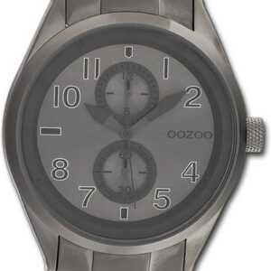 OOZOO Quarzuhr Oozoo Damen Armbanduhr Timepieces, Damenuhr Metallarmband titan, rundes Gehäuse, groß (ca. 42mm)