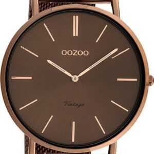 OOZOO Quarzuhr Oozoo Damen Armbanduhr Vintage Series, Damenuhr rund, groß (ca. 44mm), Metallarmband bronze, Fashion