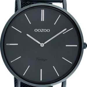 OOZOO Quarzuhr Oozoo Damen Armbanduhr Vintage Series, Damenuhr rund, groß (ca. 44mm), Metallarmband dunkelblau, Fashion