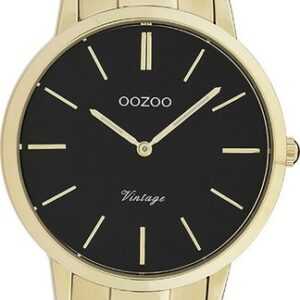 OOZOO Quarzuhr Oozoo Damen Armbanduhr Vintage Series, Damenuhr rund, mittel (ca. 34mm), Metallarmband gold, Fashion
