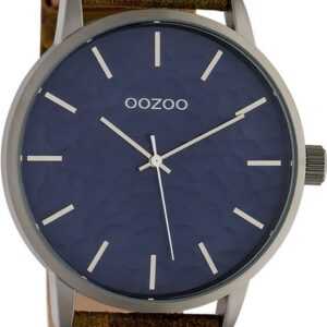OOZOO Quarzuhr Oozoo Herren Armbanduhr Timepieces Analog, Herrenuhr rund, extra groß (ca. 48mm), Lederarmband camouflage, gelb