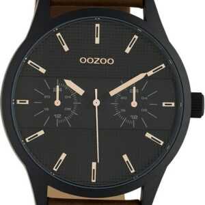 OOZOO Quarzuhr Oozoo Unisex Armbanduhr Timepieces Analog, Damen, Herrenuhr rund, extra groß (48mm), Lederarmband braun, Fashion
