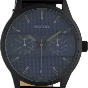 OOZOO Quarzuhr Oozoo Unisex Armbanduhr Timepieces Analog, Damen, Herrenuhr rund, extra groß (48mm) Lederarmband schwarz, Fashion