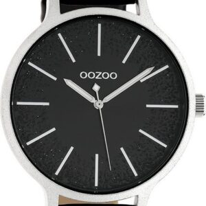 OOZOO Quarzuhr Oozoo Unisex Armbanduhr Timepieces Analog, Damen, Herrenuhr rund, groß (ca. 44mm), Lederarmband schwarz, Fashion