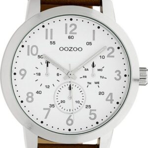 OOZOO Quarzuhr Oozoo Unisex Armbanduhr Timepieces Analog, Damen, Herrenuhr rund, groß (ca. 45mm), Lederarmband braun, Fashion