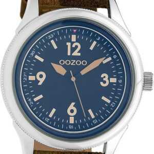OOZOO Quarzuhr Oozoo Unisex Armbanduhr Timepieces Analog, Herren, Damenuhr rund, extra groß (ca. 48mm) Lederarmband camouflage