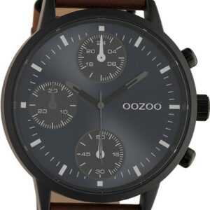 OOZOO Quarzuhr Oozoo Unisex Armbanduhr Timepieces Analog, Herren, Damenuhr rund, extra groß (ca. 50mm), Lederarmband braun