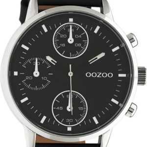 OOZOO Quarzuhr Oozoo Unisex Armbanduhr Timepieces Analog, Herren, Damenuhr rund, extra groß (ca. 50mm) Lederarmband schwarz
