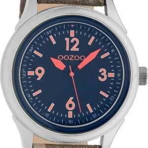 OOZOO Quarzuhr Oozoo Unisex Armbanduhr Timepieces Analog, Herren, Damenuhr rund, groß (ca. 48mm) Lederarmband camouflage, braun