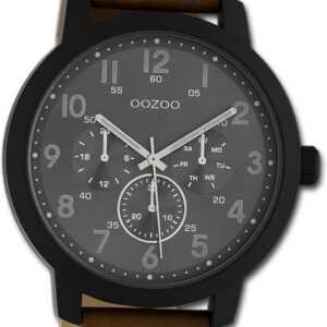 OOZOO Quarzuhr Oozoo Unisex Armbanduhr Timepieces, Damen, Herrenuhr Lederarmband braun, rundes Gehäuse, groß (ca. 45mm)