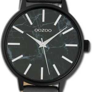 OOZOO Quarzuhr Oozoo Unisex Armbanduhr Timepieces, Damen, Herrenuhr Lederarmband grau, rundes Gehäuse, groß (ca. 42mm)