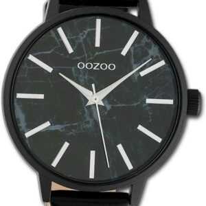 OOZOO Quarzuhr Oozoo Unisex Armbanduhr Timepieces, Damen, Herrenuhr Lederarmband schwarz, rundes Gehäuse, groß (ca. 42mm)