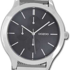 OOZOO Quarzuhr Oozoo Unisex Armbanduhr Timepieces, Damen, Herrenuhr Metallarmband silber, rundes Gehäuse, groß (ca. 45mm)