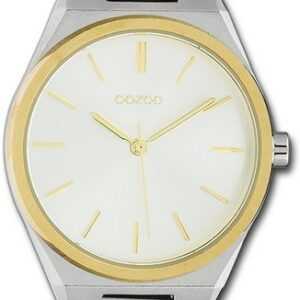 OOZOO Quarzuhr Oozoo Unisex Armbanduhr Timepieces, Damen, Herrenuhr Metallarmband silber, rundes Gehäuse, mittel (34mm)