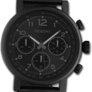 OOZOO Quarzuhr Oozoo Unisex Armbanduhr Timepieces, Herren, Damenuhr Metallarmband schwarz, rundes Gehäuse, groß (ca 45mm)
