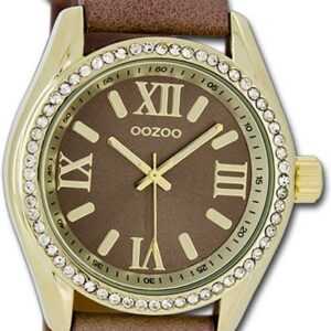 OOZOO Quarzuhr Oozoo Unisex Armbanduhr Vintage Series, Damen, Herrenuhr Lederarmband braun, rundes Gehäuse, groß (ca. 40mm)