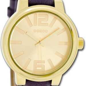 OOZOO Quarzuhr Oozoo Unisex Armbanduhr Vintage Series, Damen, Herrenuhr Lederarmband lila, rundes Gehäuse, groß (ca. 40mm)