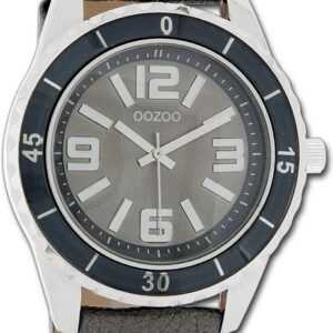 OOZOO Quarzuhr Oozoo Unisex Armbanduhr Vintage Series, Damen, Herrenuhr Lederarmband taupe, grau, rundes Gehäuse, groß (45mm)