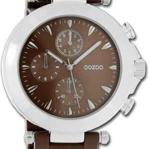 OOZOO Quarzuhr Oozoo Unisex Armbanduhr Vintage Series, Damen, Herrenuhr Metallarmband braun, rundes Gehäuse, groß (ca. 45mm)