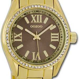 OOZOO Quarzuhr Oozoo Unisex Armbanduhr Vintage Series, Damen, Herrenuhr Metallarmband gold, rundes Gehäuse, groß (ca. 40mm)