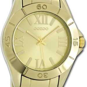 OOZOO Quarzuhr Oozoo Unisex Armbanduhr Vintage Series, Damen, Herrenuhr Metallarmband gold, rundes Gehäuse, groß (ca. 41mm)
