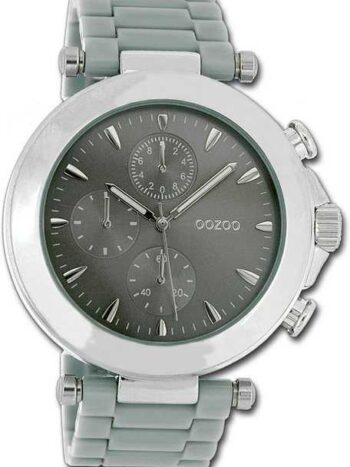 OOZOO Quarzuhr Oozoo Unisex Armbanduhr Vintage Series, Damen, Herrenuhr Metallarmband grau, rundes Gehäuse, groß (ca. 45mm)