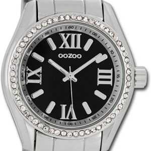 OOZOO Quarzuhr Oozoo Unisex Armbanduhr Vintage Series, Damen, Herrenuhr Metallarmband schwarz, rundes Gehäuse, groß (ca 40mm)