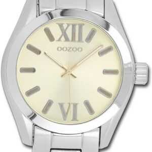 OOZOO Quarzuhr Oozoo Unisex Armbanduhr Vintage Series, Damen, Herrenuhr Metallarmband silber, rundes Gehäuse, groß (ca. 40mm)