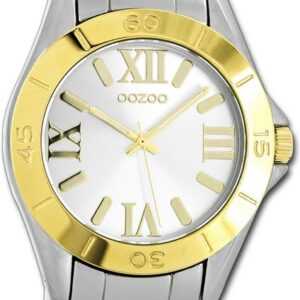 OOZOO Quarzuhr Oozoo Unisex Armbanduhr Vintage Series, Damen, Herrenuhr Metallarmband silber, rundes Gehäuse, groß (ca. 41mm)