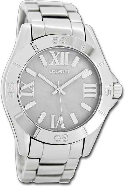 OOZOO Quarzuhr Oozoo Unisex Armbanduhr Vintage Series, Damen, Herrenuhr Metallarmband silber, rundes Gehäuse, groß (ca. 41mm)