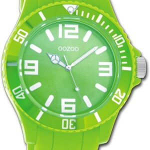 OOZOO Quarzuhr Oozoo Unisex Armbanduhr Vintage Series, Damen, Herrenuhr Silikonarmband grün, rundes Gehäuse, groß (ca. 43mm)