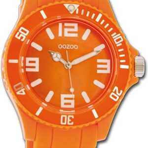 OOZOO Quarzuhr Oozoo Unisex Armbanduhr Vintage Series, Damen, Herrenuhr Silikonarmband orange, rundes Gehäuse, groß (ca 43mm)