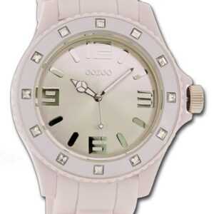 OOZOO Quarzuhr Oozoo Unisex Armbanduhr Vintage Series, Damen, Herrenuhr Silikonarmband rosa, rundes Gehäuse, groß (ca. 43mm)