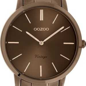 OOZOO Quarzuhr Oozoo Unisex Armbanduhr Vintage Series, Damen, Herrenuhr rund, mittel (ca. 38mm), Metallarmband braun, Fashion