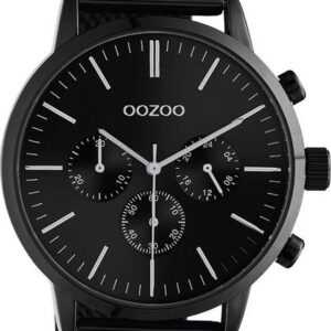 OOZOO Quarzuhr Oozoo Unisex Armbanduhr schwarz Analog, Damen, Herrenuhr rund, groß (ca. 45mm) Edelstahlarmband, Casual-Style