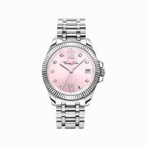 THOMAS SABO Uhr Damenuhr Divine Pink mit weißen Steinen silberfarben