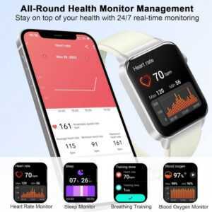uaue Smartwatch (1,85 Zoll, Android, iOS), mit TelefonfunktionFitnessuhr Sportmodi, Schrittzähler Schlafmonitor