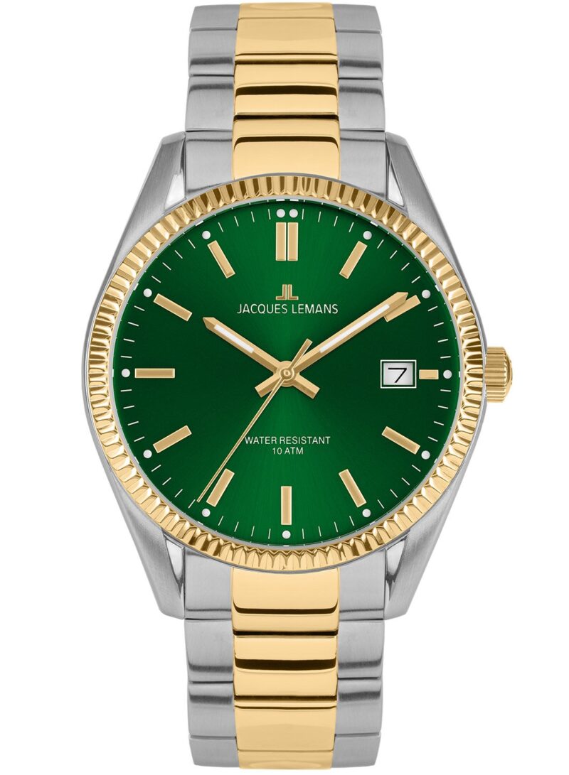Jacques Lemans 50-3K Herren-Armbanduhr Bicolor/Grün