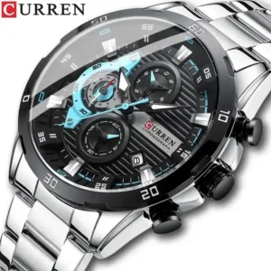 CURREN 8402 Man WristWatch Blue Reloj Waterproof Chronograph Men Luxury Stainless Steel Sport Male Clock Quartz Watches