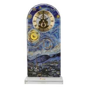 Goebel Tischuhr Uhr Van Gogh "Sternennacht", Tischdeko Glas 32cm