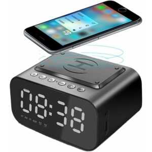 Kabelloser Wecker mit Bluetooth-Lautsprecher und led - intelligente digitale elektronische Tischuhr - UKW-Radio - USB-Schnellladegerät