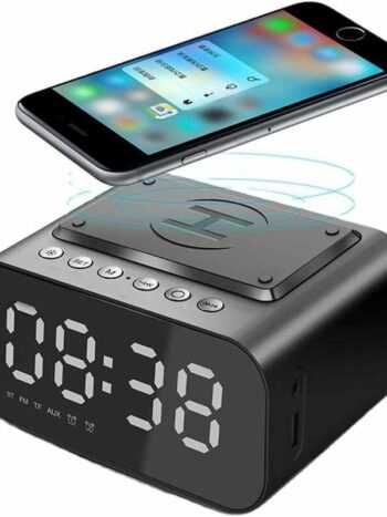 Kabelloser Wecker mit Bluetooth-Lautsprecher und led - intelligente digitale elektronische Tischuhr - UKW-Radio - USB-Schnellladegerät