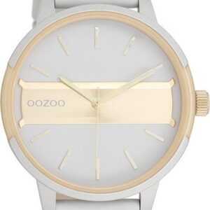 OOZOO Quarzuhr Damenuhr C11152 Armbanduhr Lederband hellgrau 42 mm